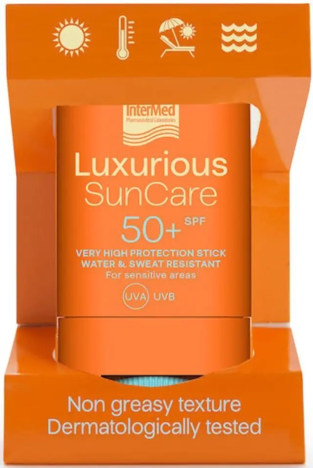 Intermed Luxurious Suncare Stick SPF50+ Στικ Πολύ Υψηλής Αντηλιακής Προστασίας για τις Ευαίσθητες Ζώνες, 16gr