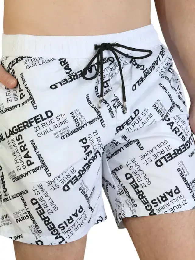 Karl Lagerfeld - Ανδρικό Μαγιό Σορτς KL21MBM14-WHITE Λευκό με Σχέδια - S 3