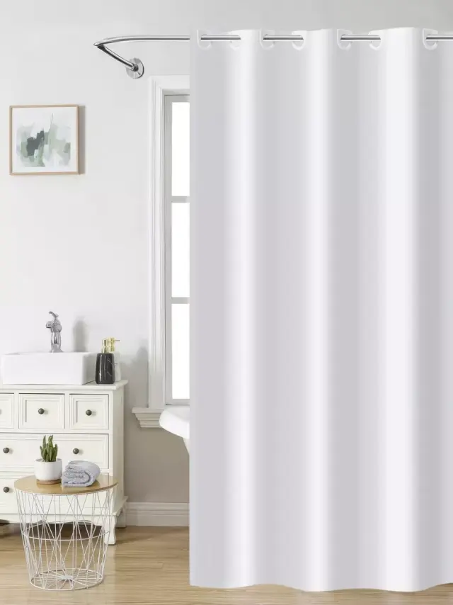 Κουρτίνα Μπάνιου 180x200 Με Κρίκους Nima White 100% Πολυέστερ