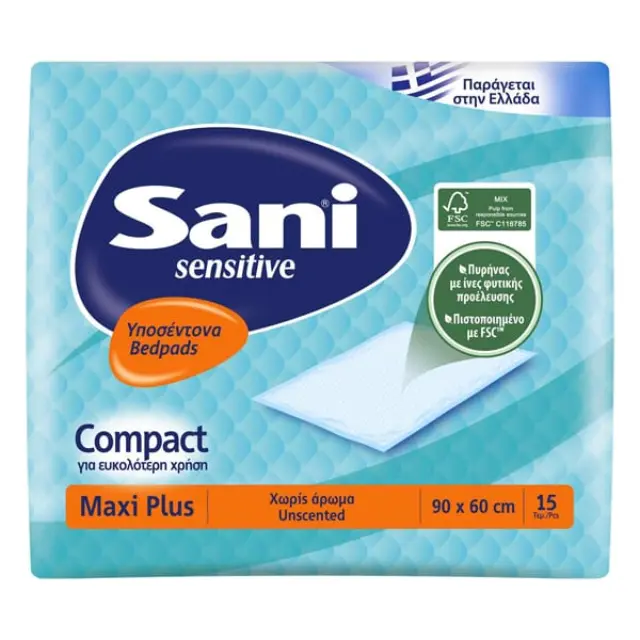 Sani Sensitive Maxi Plus Υποσέντονα Ακράτειας 60x90cm 15τμχ