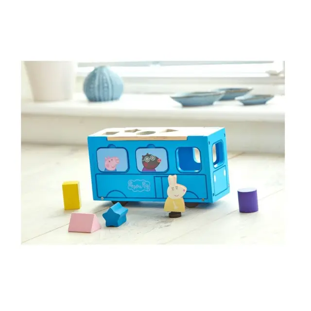Ξύλινο Σχολικό Λεωφορείο με Σχήματα Peppa Pig 2