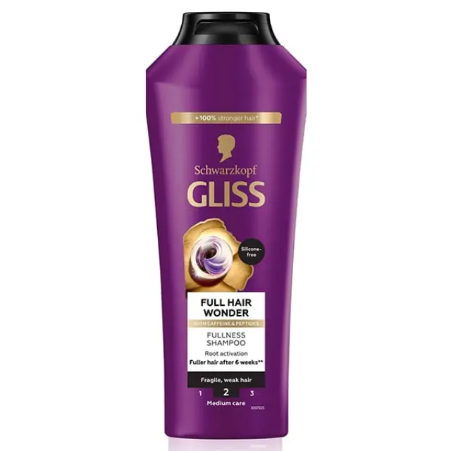 Schwarzkopf Gliss Full Hair Wonder Σαμπουάν Ενδυνάμωσης με Καφεΐνη & Πεπτίδια για Λεπτά και Αδύναμα Μαλλιά 400ml
