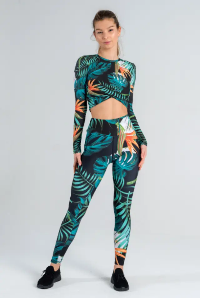 Αθλητικό γυναικείο κολάν Slaviwear Jungle high waisted με τσέπη