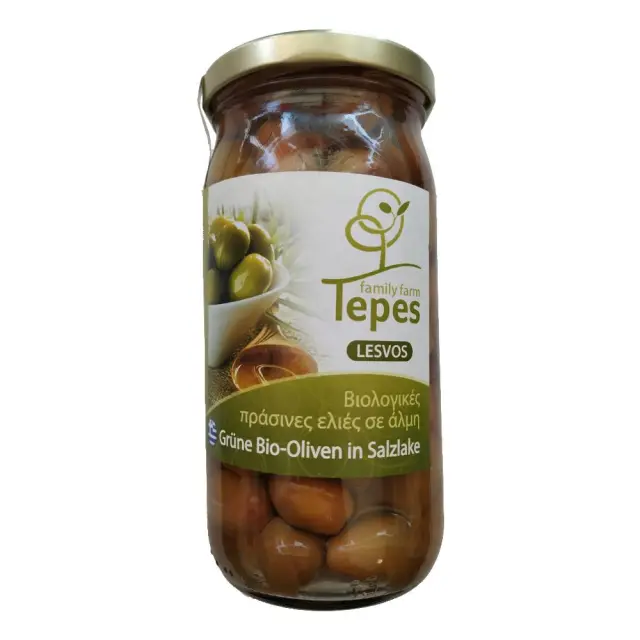 Ελιές Πράσινες Βιολογικές σε Άλμη, Tepes, βάζο, 575γρ