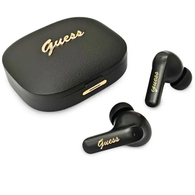True Wireless Ακουστικά Bluetooth Guess Script Metal Logo 4G Μαύρο N70774