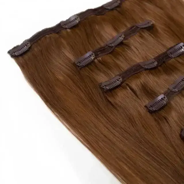 SEAMLESS1 HAIR EXTENSIONS ΤΡΕΣΑ ΜΕ ΚΛΙΠ 5 ΚΟΜΜΑΤΙΑ CARAMEL 55ΕΚ 2
