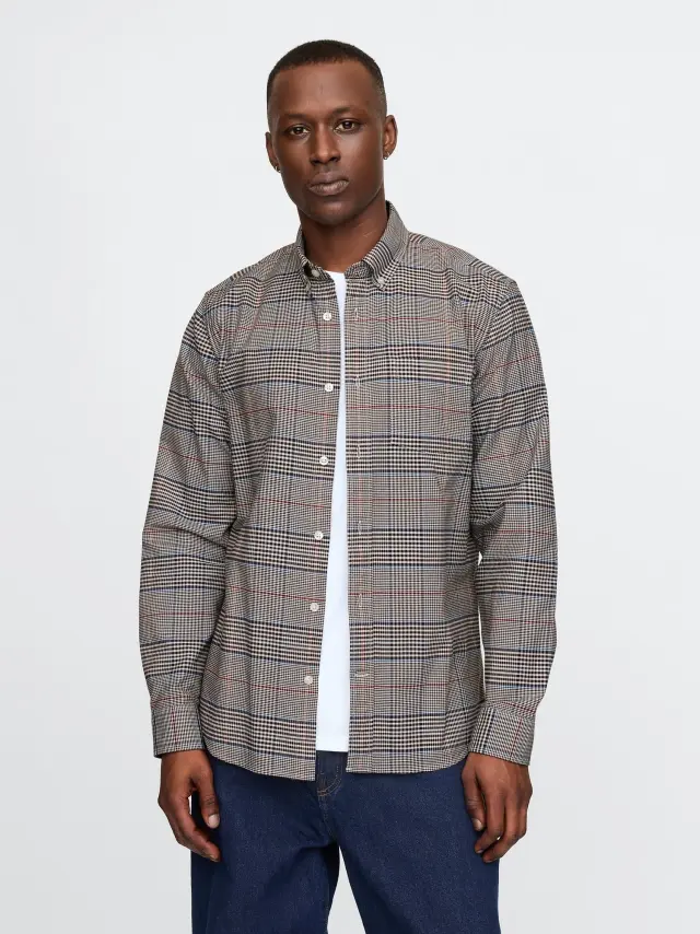 Καφέ Oxford Πουκάμισο σε Standard Fit Brown plaid