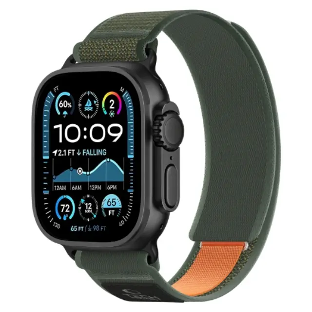 Tech-protect Nylon Elite Apple Watch 8 / 9 / 10 / 11 / 12 / Se / Ultra (44 / 45 / 46 / 49 Mm) Green/orange 3