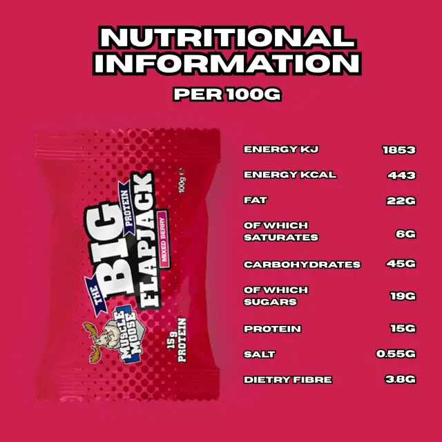 The Big Protein Flapjack 100g Muscle Moose Mixed Berry 3