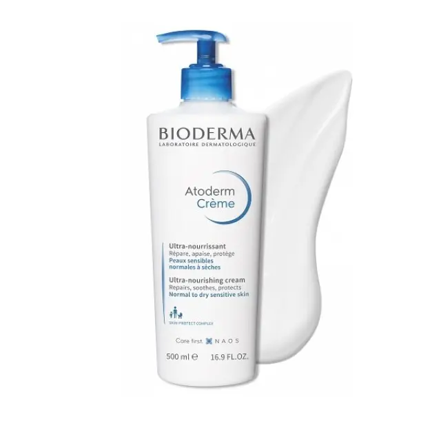 Bioderma Atoderm Creme Ultra-Nourishing Cream Normal To Dry Ενυδατική Κρέμα Σώματος με Υαλουρονικό Οξύ για Ξηρές & Ευαίσθητες Επιδερμίδες 500ml