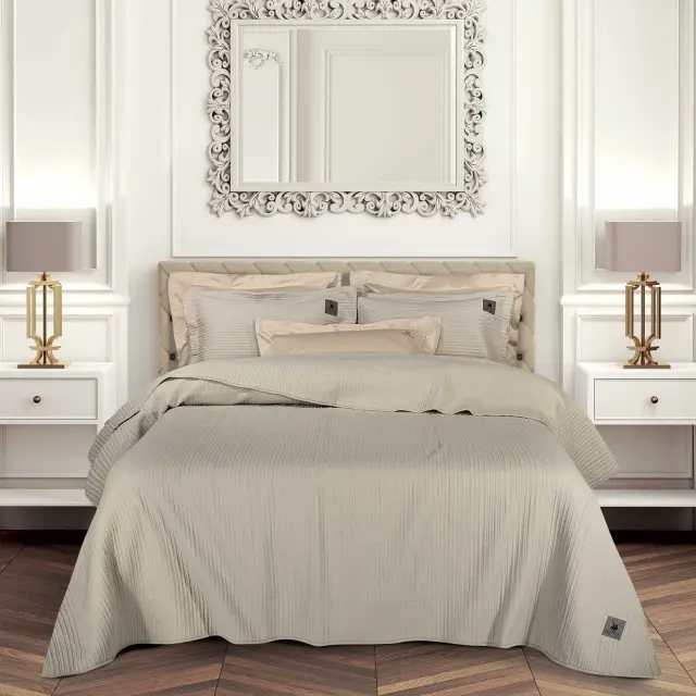 Κουβερλί 240x250 King Greenwich Polo Club Essential 4455 Taupe 100% Microsatin