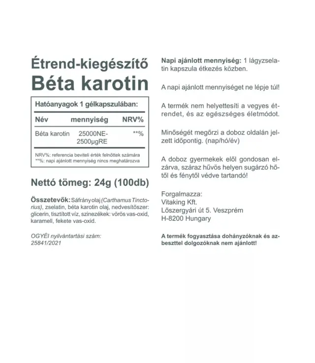 Vitaking Beta-Carotine Provitamin-A – 25,000 IU 2