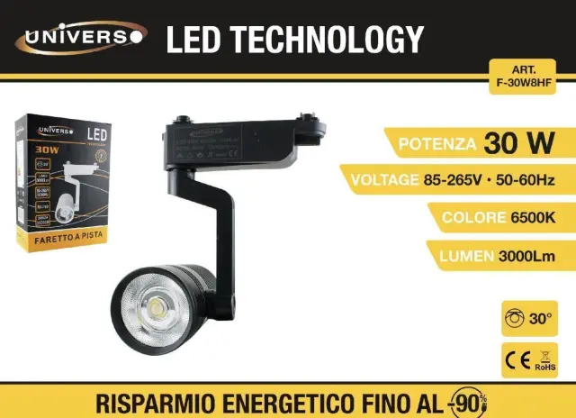 UNIVERSO LED Φωτιστικό Οροφής F-30W8HF 30W 6500K 3000LM Μαύρο Χρώμα