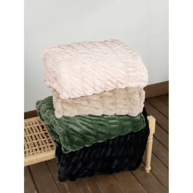 Κουβέρτα 220x240 Υπέρδιπλη 680gsm Nima Mossy 100% Πολυέστερ- Black 3