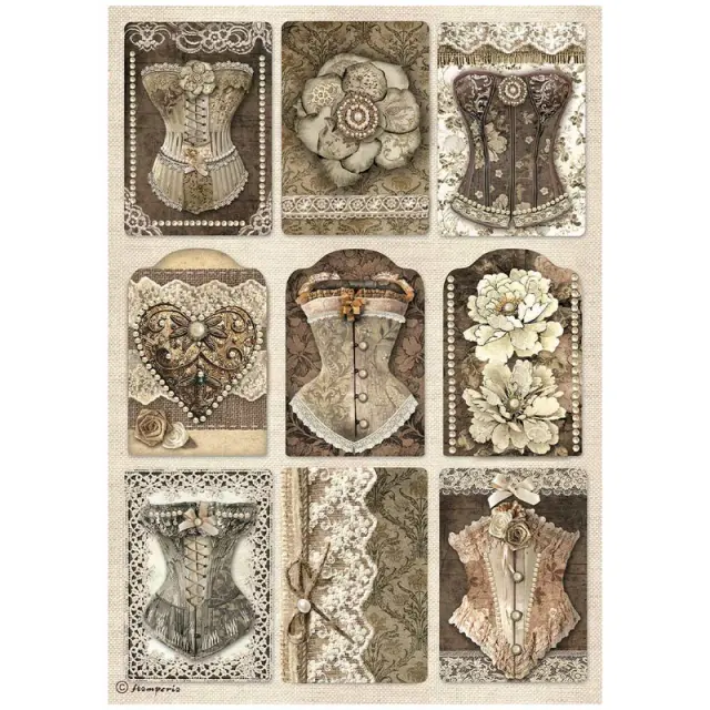 Ριζόχαρτο ντεκουπάζ Stamperia 21x29cm A4, Old Lace, Corset