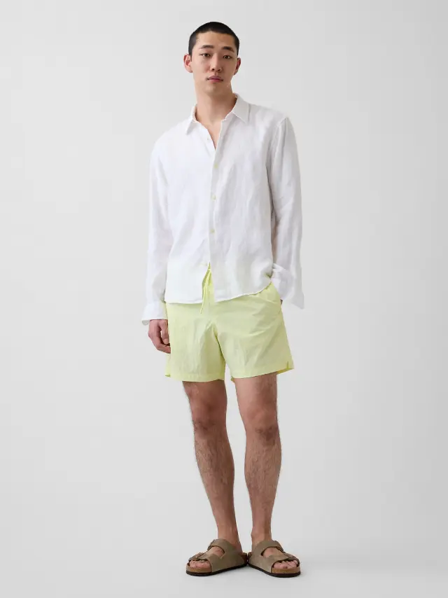Ανδρικό Μαγιό Χαλαρής Γραμμής 6" Citron yellow