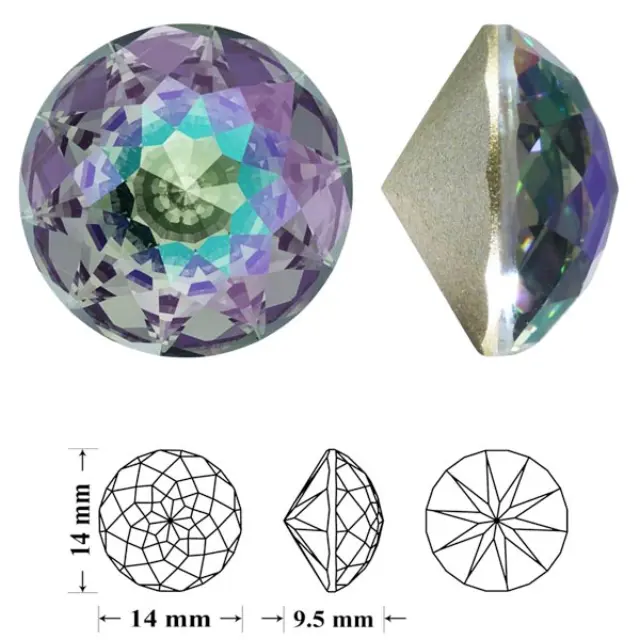 Swarovski 1400 Dome Round Stone Crystal Paradise Shine Ø14mm - 1τεμ