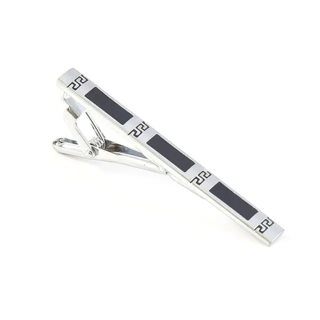 Ασημί Μαύρο Κλιπ Γραβάτας 6 cm με Σμάλτο – LGD-TC/61/ENAMEL