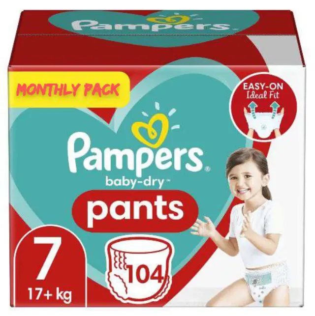 Pampers baby dry pants πανα βρακακι Monthly pack no7 17+kg 104 τμχ