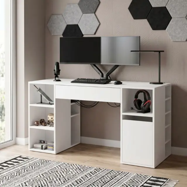 Γραφείο εργασίας Pontus Megapap χρώμα λευκό 145x60x74,4εκ.