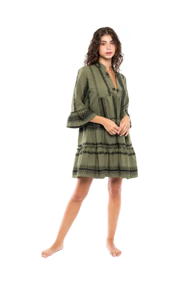 B238 - Black - BEACHWEAR GREEN & BLACK EMBROIDERY 3