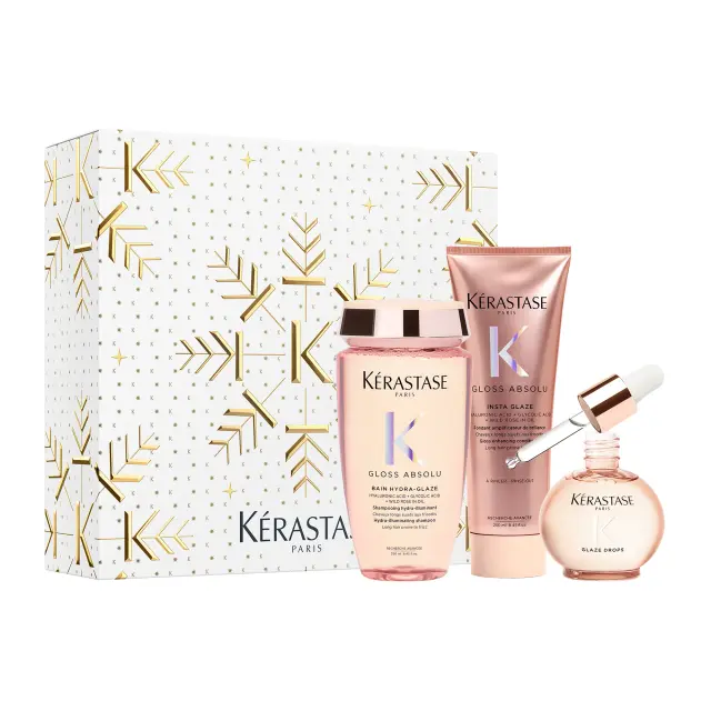 Kérastase Gloss Absolu Holiday Set (Bain Hydra-Glaze 250ml, Insta Glaze 250ml, Glaze Drops 45ml)