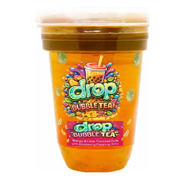 Drop Tea Bubble 400ml Peach+Apricot Flavored with Kiwi Popping Boba