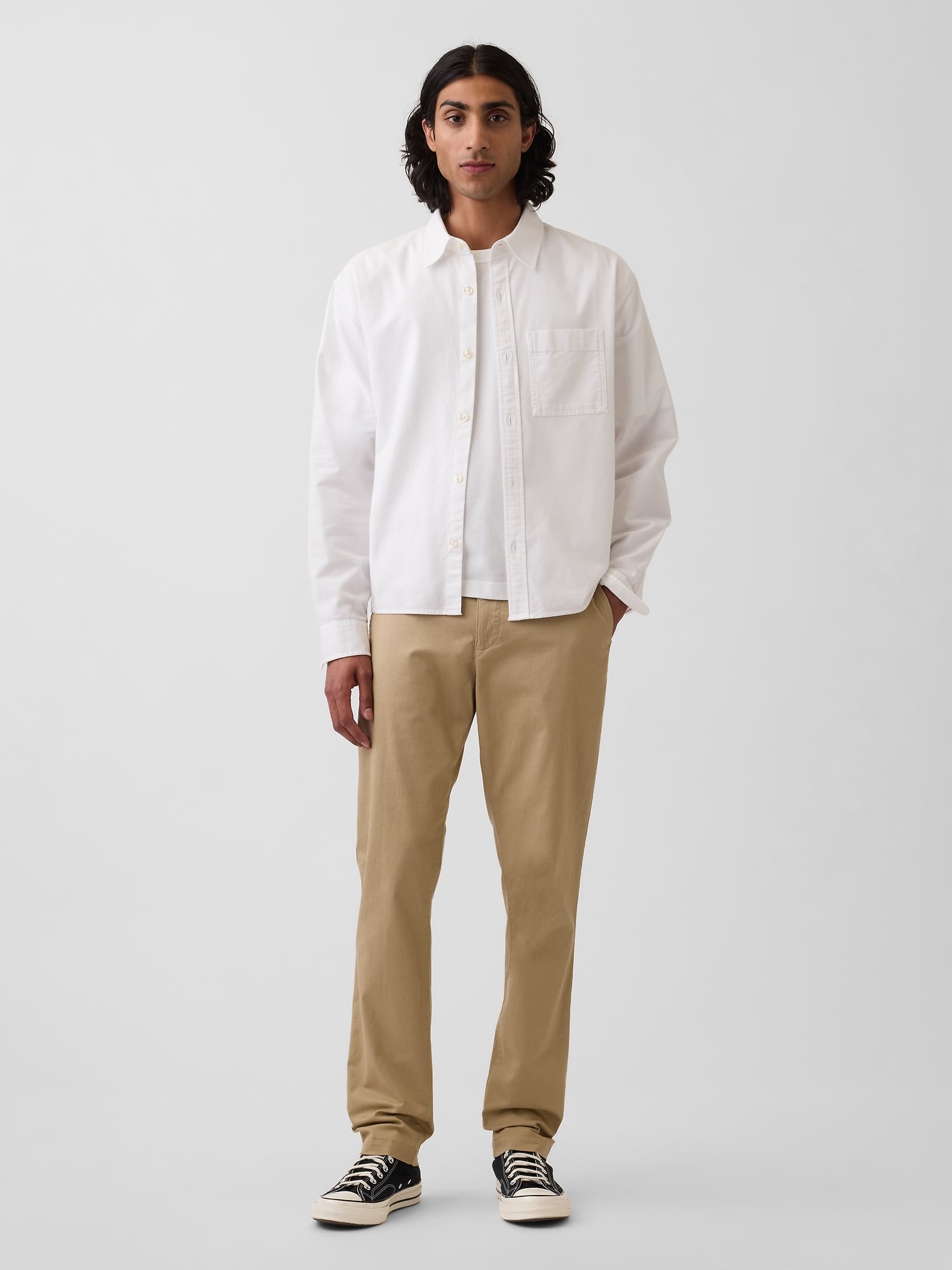 Μπεζ Modern Khakis Σε Γραμμή Slim Fit με GapFlex Khaki