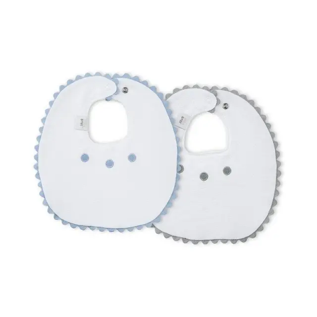 Interbaby Βαμβακερή Σαλιάρα Σετ 2 Τεμ Grey/Blue