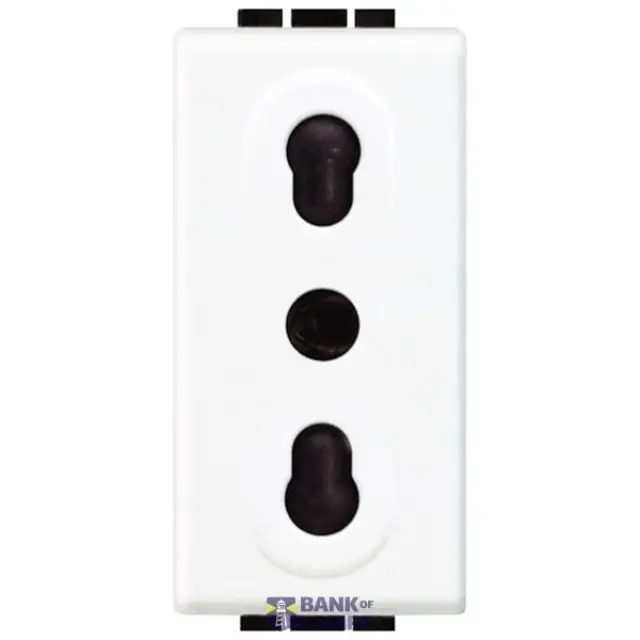 Socket 2P+T 10/16A 250 Vac - centre distance 19mm and 26mm - shielded tulip contacts - white