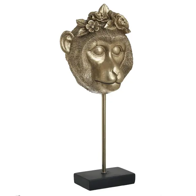 Προτομή Πίθηκος Χρυσό/Μαύρο Polyresin 18x11x44cm 3-70-197-0067