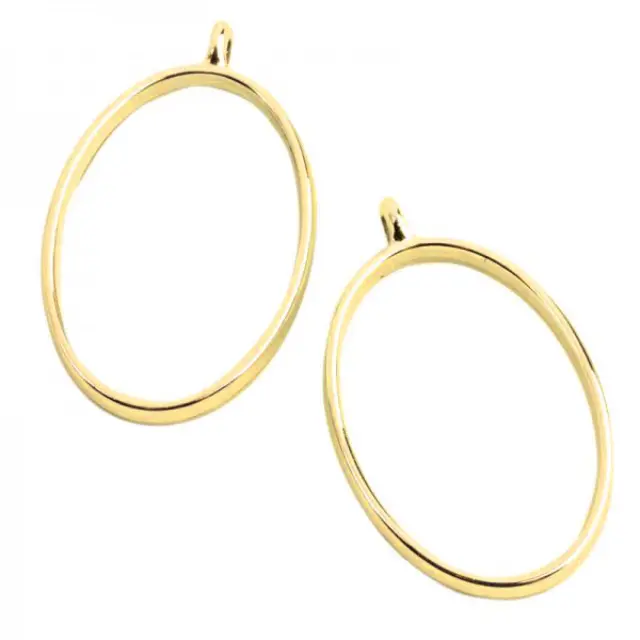 Μεταλλικό Κρεμαστό Open Back - Oval - 39x23.8x3.5mm - Golden - 4τεμ