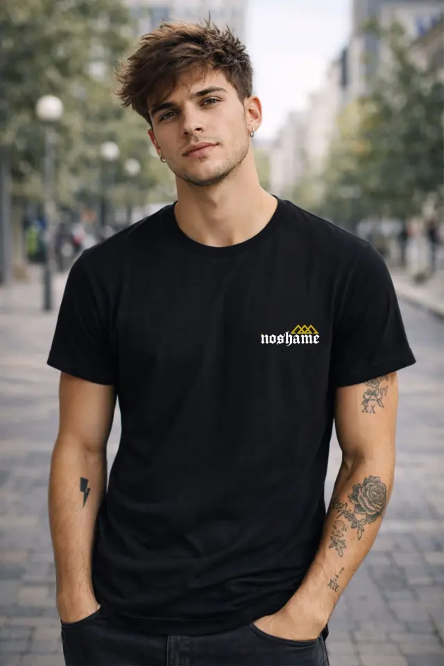 T-shirt Noshame® Μαύρο με τύπωμα - 142642 - XXL