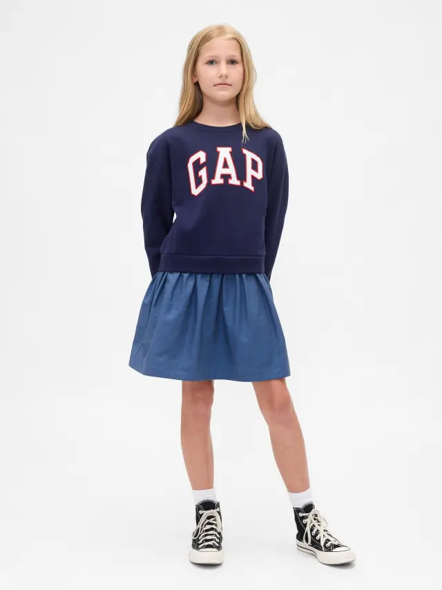 Παιδικό Oversized Gap Logo Φούτερ Φόρεμα dark night - XS