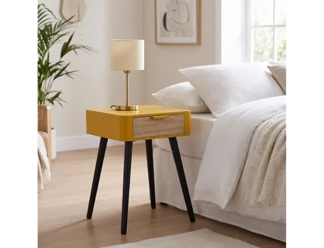 Κομοδίνο Home Deco Factory με διαστάσεις 35x40x48cm - Yellow Mustard HD7337