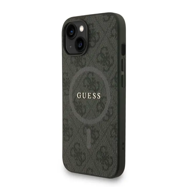 Guess PU Leather 4G Colored Ring Strap MagSafe Case for iPhone 15 Black 2