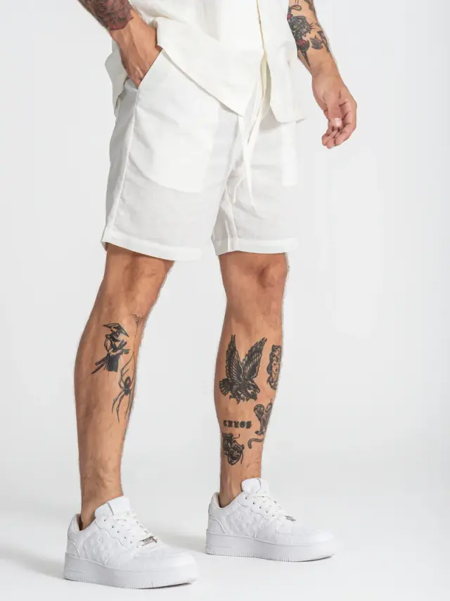 Gianni Kavanagh Ανδρικό NATURE Λινό Shorts – White - L 3