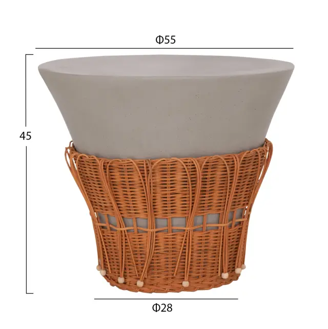 ΤΡΑΠΕΖΙ ΣΑΛΟΝΙΟΥ FB918164.03L FIBER CEMENT ΓΚΡΙ-ΦΥΣΙΚΟ RATTAN--Φ55x45Υεκ 2