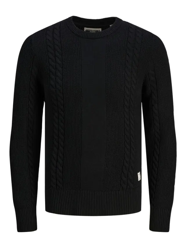 JCOGRID CABLE KNIT CREW NECK black - XXL