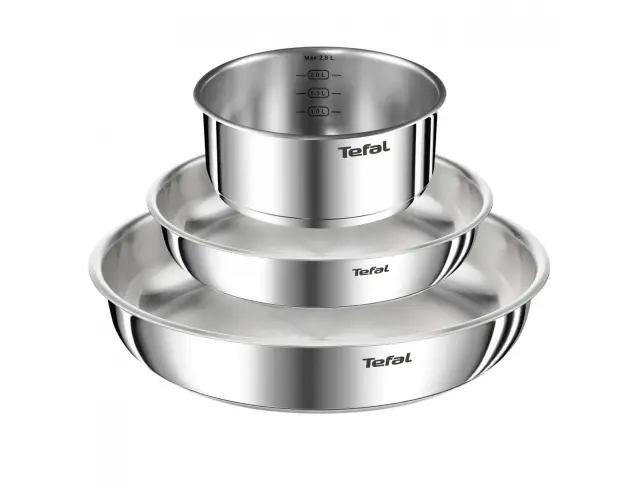 Σετ Μαγειρικά Σκεύη Tefal Ingenio Emotion L896S453 από ανοξείδωτο ατσάλι με αποσπώμενη λαβή και διαμέτρους 24cm, 28cm και 20cm - 4 τεμάχια L896S453