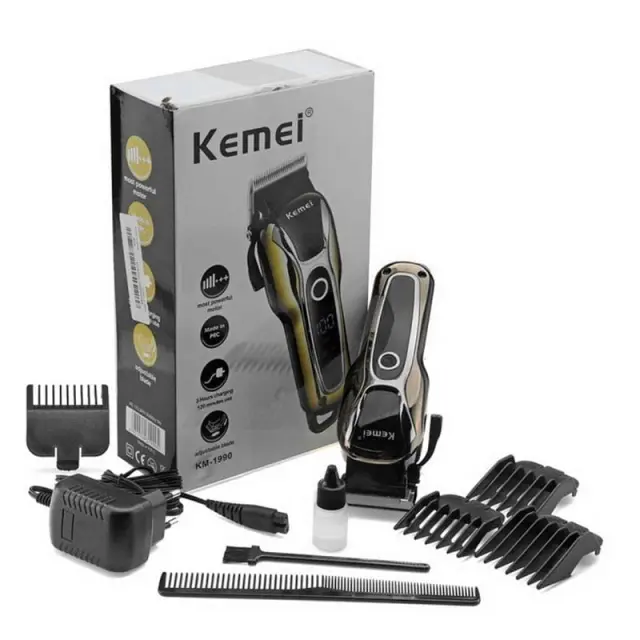 Kemei Επαγγελματική Επαναφορτιζόμενη Κουρευτική Μηχανή KM-1990 - Hair Clipper 8126