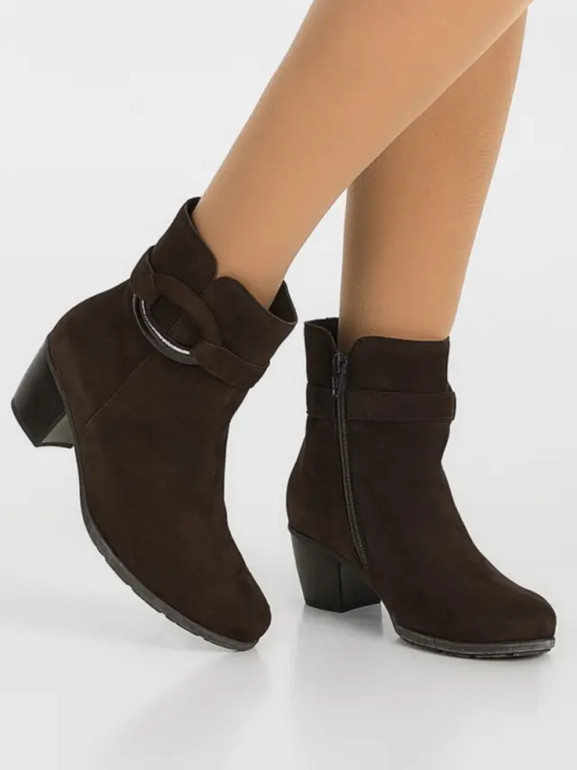 Gabor Μποτάκια με Τακούνι Γυναικείο δέρμα Nubuck Καφέ GAB/75523 18-CHOCOLATE 2