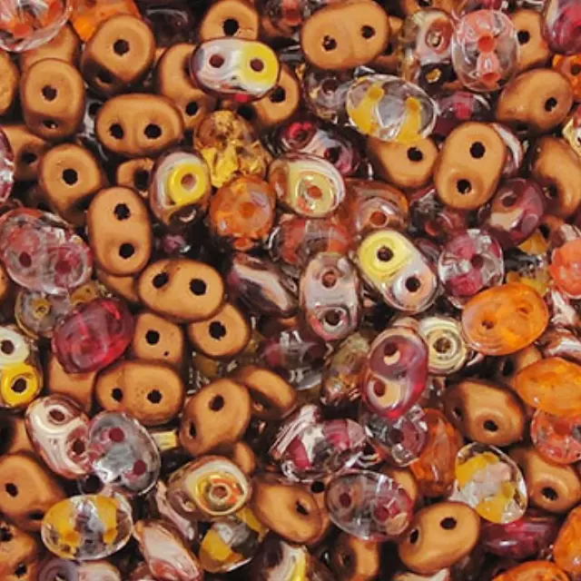 Χάντρα Superduo - Mix Autumn Fire - 2.5x5mm ~10gr