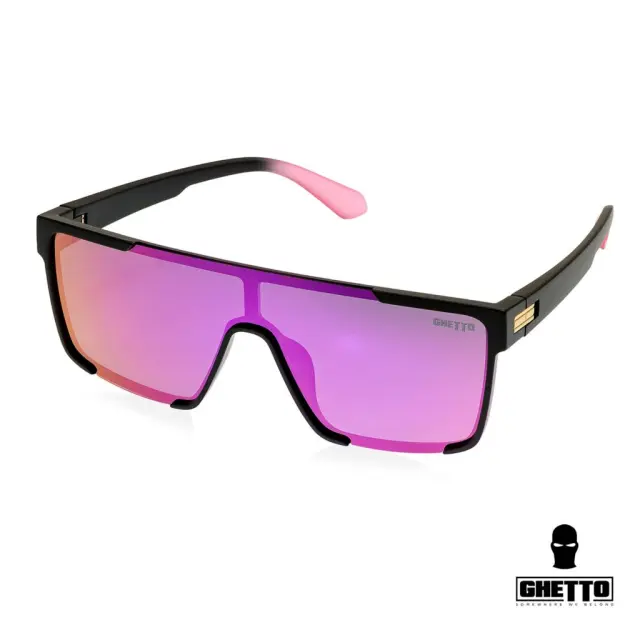 Ghetto Oversized Square Sunglasses Black Frame Unisex Purple