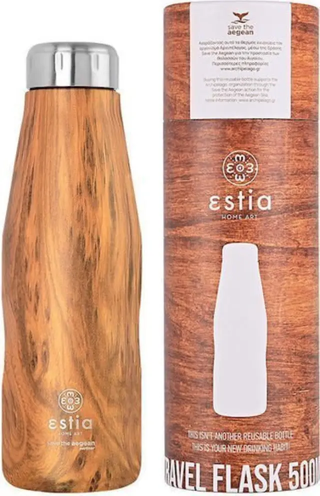 Estia Travel Flask Save the Aegean Ανακυκλώσιμο Μπουκάλι Θερμός Ανοξείδωτο BPA Free 500ml Sekoya