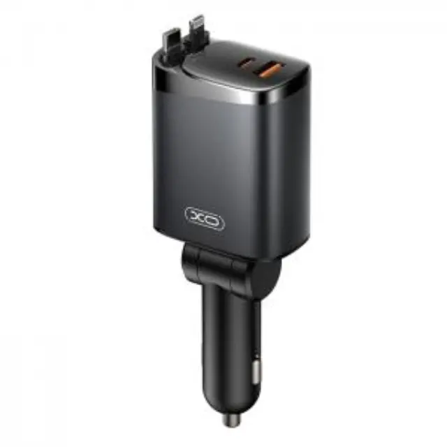 Universal φορτιστής αυτοκινήτου με 2 εξόδους, 1x USB-A & 1x USB-C και 2 ενσωματωμένα καλώδια, 1x Lightning & 1x Type-C, 108W 2