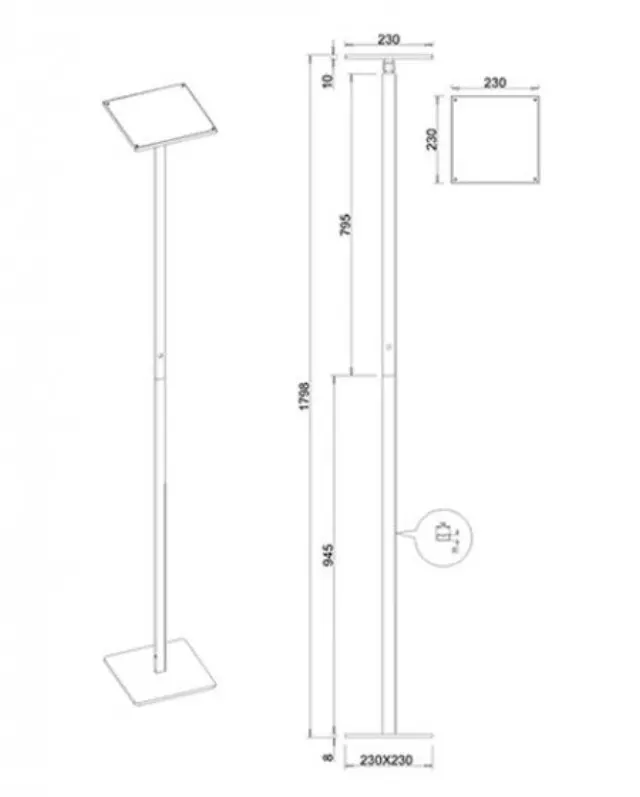 Ideal 3550-12 φωτιστικό δαπέδου Άσπρο 3