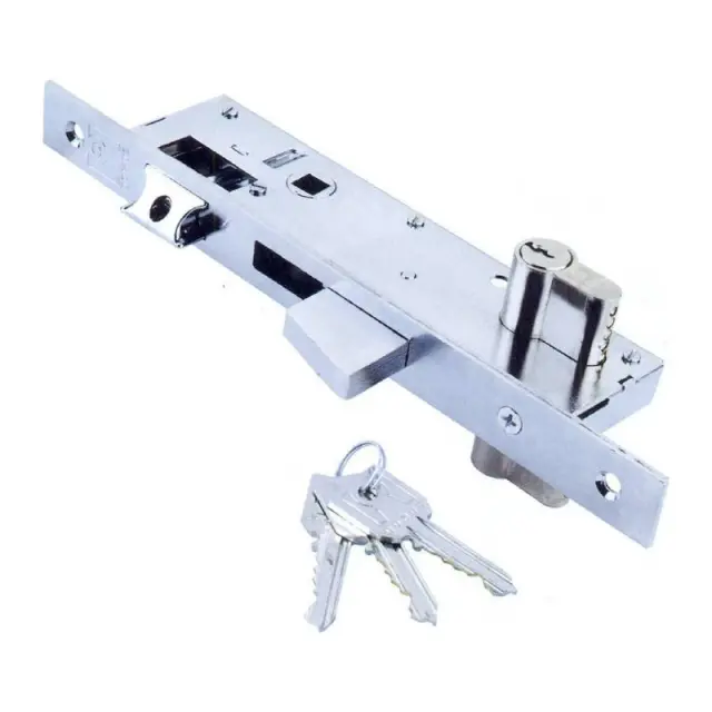 Domus 914357K - Χωνευτή Κλειδαριά Μαχαιρωτή 35mm σε Ασημί Χρώμα