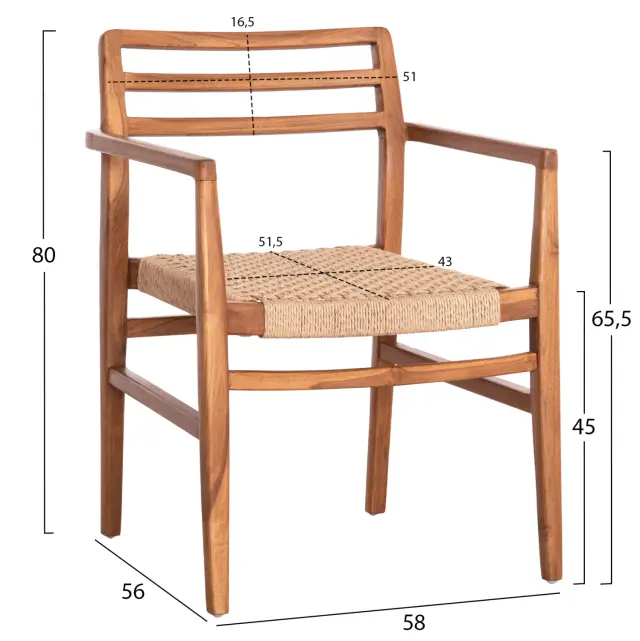 ΠΟΛΥΘΡΟΝΑ ΤΡΑΠΕΖΑΡΙΑΣ FB918230 ΞΥΛΟ TEAK-ΣΧΟΙΝΙ VIRO 58x56x80Υεκ. 2