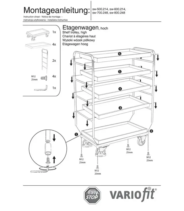 Variofit sw-700.248 Τρόλεϊ Μεταφοράς 5 Επιπέδων για Φορτίο Βάρους ως 250kg 2